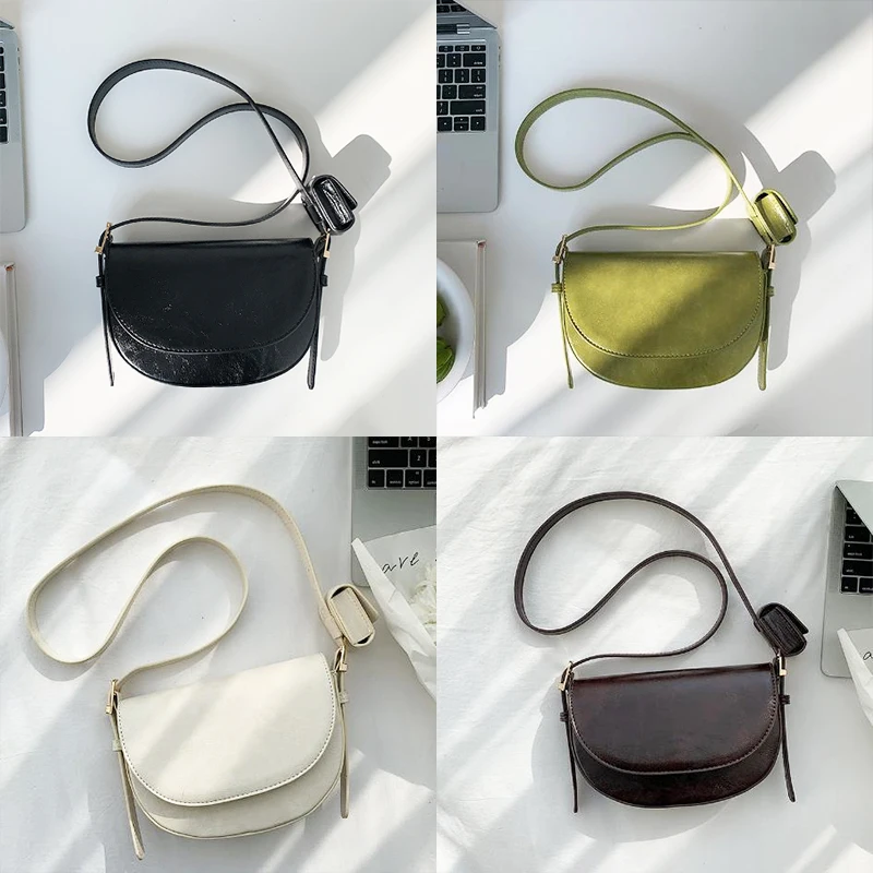 2023 New PU Leather Saddle Bag Fashion Retro Women's Shoulder Bag Advanced Texture Crossbody Bag Fashion Versatile Bag