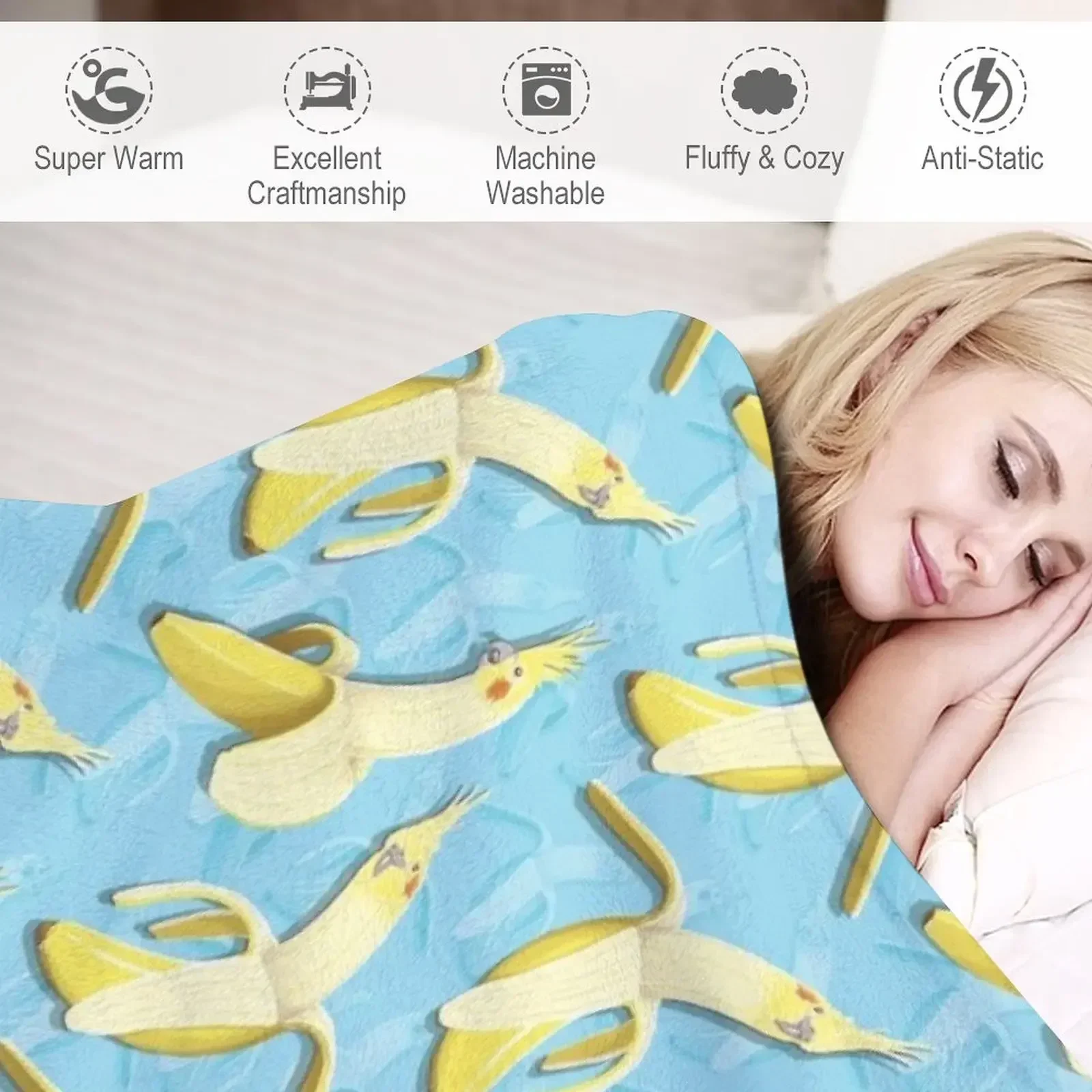Бананаа! - Одеяло с рисунком банана Cockatiel для дивана идеи подарков на День святого