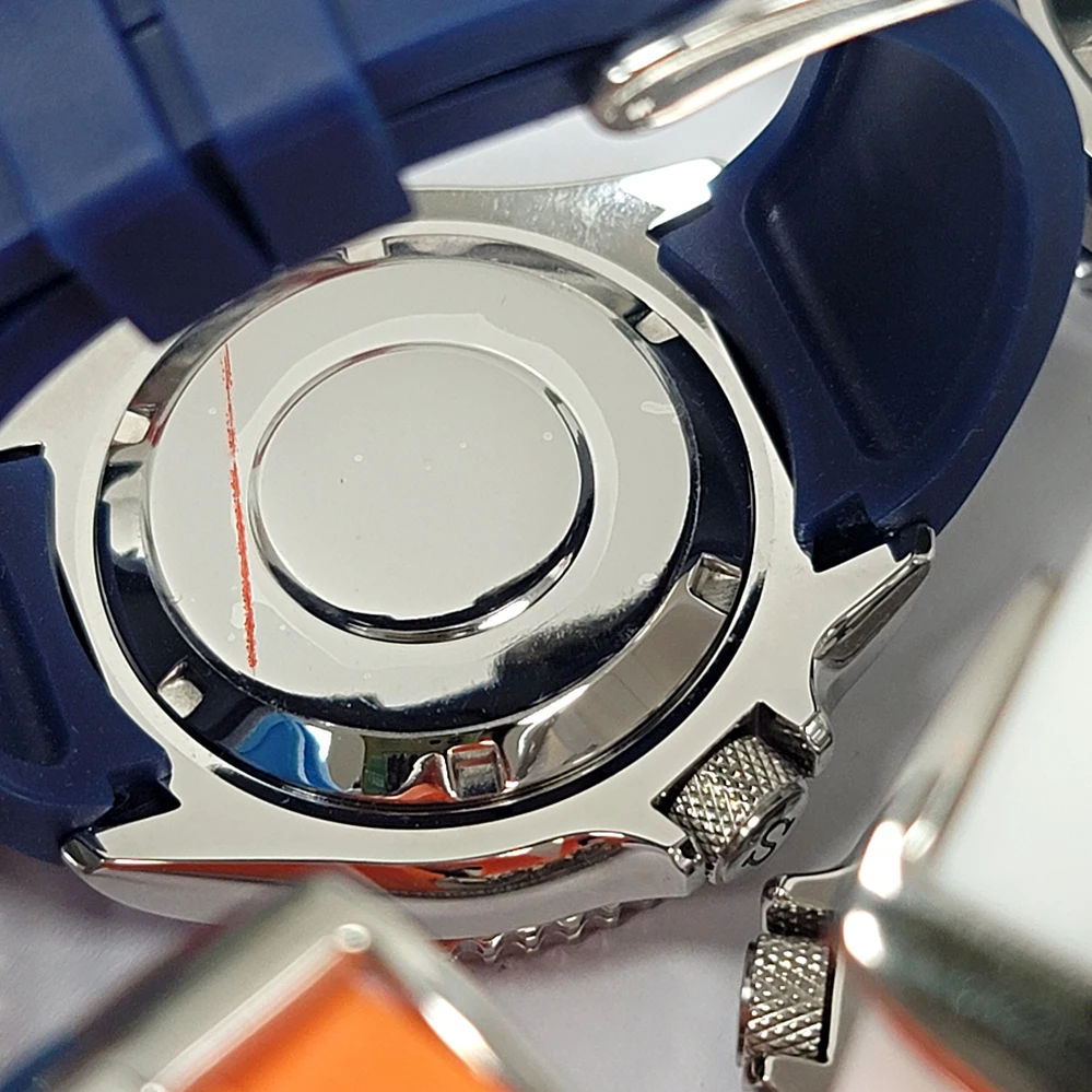 41.5mm Watch Case Accessories Stainless Steel Case Hands Buckle Dark Blue Tape Black/White Inner Ring Fit NH35 NH36 4RMovement