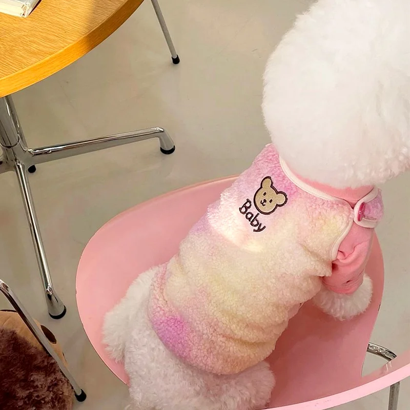 

Dog Clothes Autumn And Winter Clothing Lamb Wool Gradient Vest Pomeranian Schnauzer Clothes For Small Dogs Teddy Bear Chihuahua
