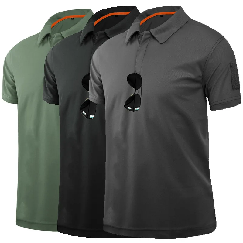

Quick-drying Short-sleeved Men's Sports Loose Large Size Summer Outdoor Breathable Quick-drying Stretch Lapel Short Sleeves
