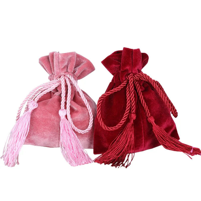 50Pcs Pink Drawstring Velvet Bags for Jewelry,Gift,Wedding Birthday Christmas Festival Baptism Favor,Candy Pouch,Party Supplies