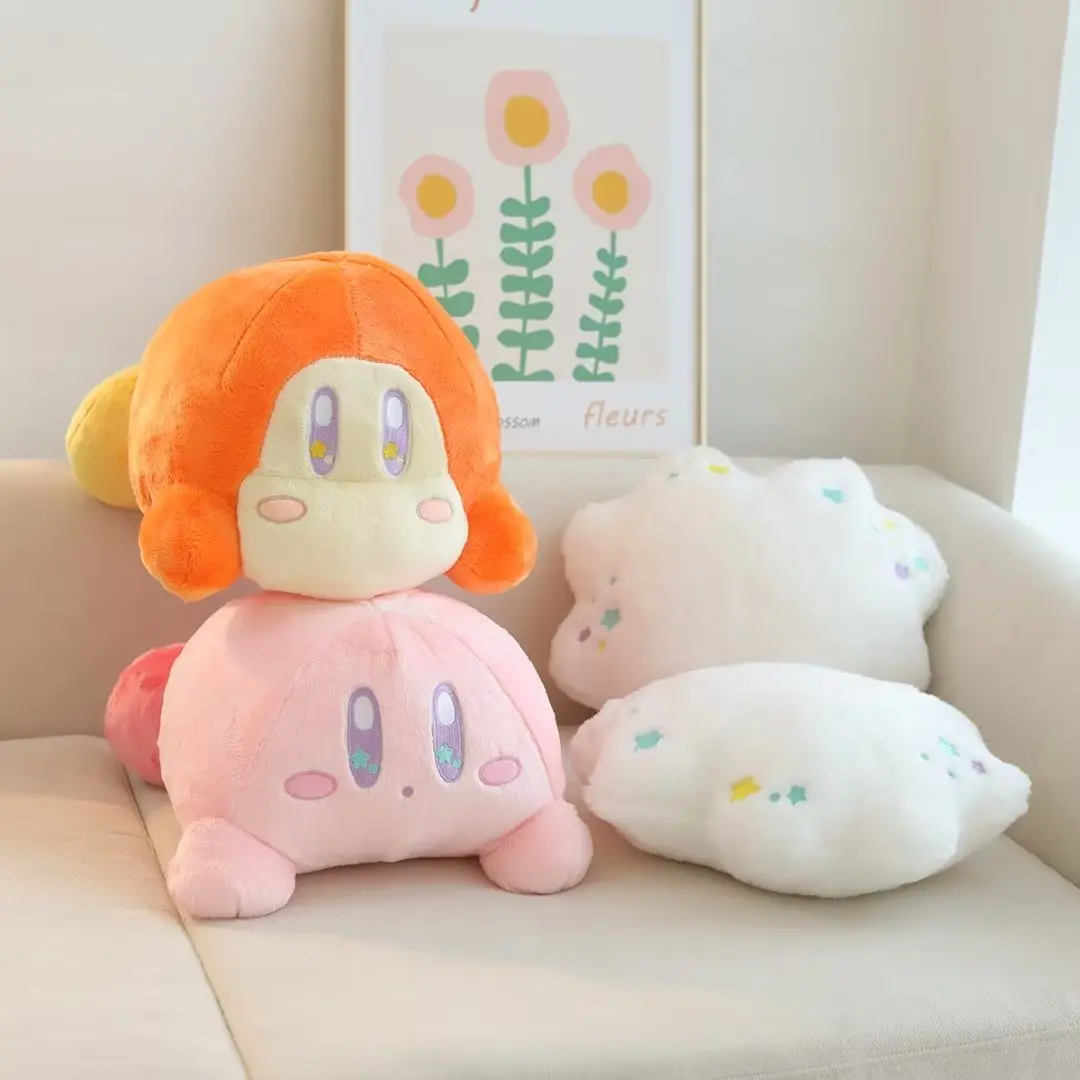 Lovely Kirby Waddle Dee Plush Toy With Cloud Stuffed Anime Japanese Style Doll Hug Throw Pillow Appease Plushies Birthday Gifts