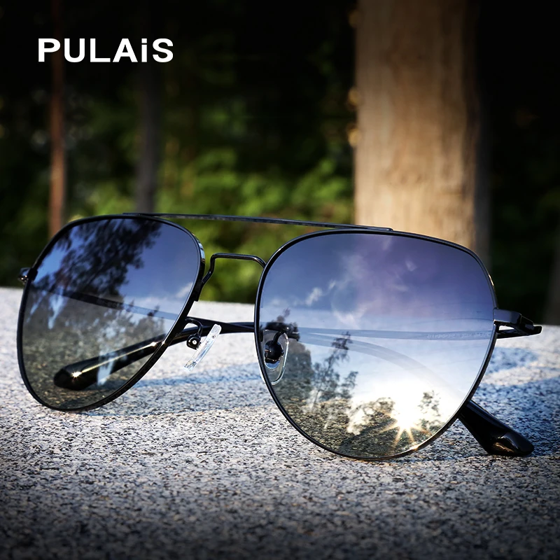 

Pulais Aviator Sunglasses men Polarized Grey Color Lens UV400 Light Blocking Luxury Sun Glasses Fishing Driving Hiking Glasses