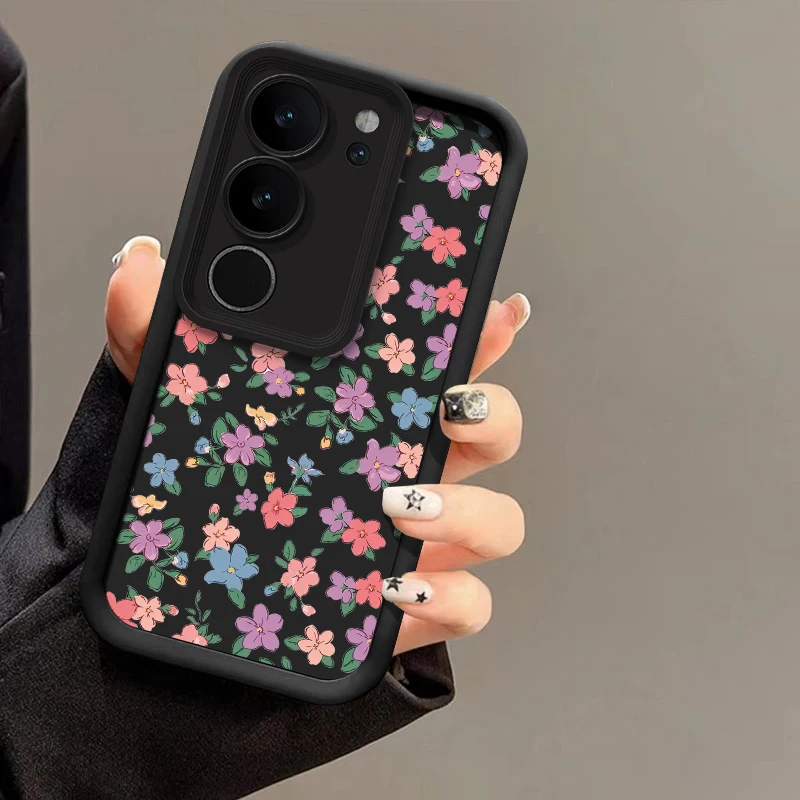 New Fashion Flowers Pattern Case For Vivo S17 S16E S15 S12 S1 Pro Shockproof Silicone Camera Lens Protection Soft Phone Cover