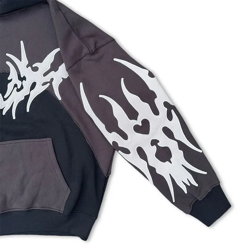 Y2K Толстовка Harajuku с вышивкой в стиле гот винтажная толстовка большого размера