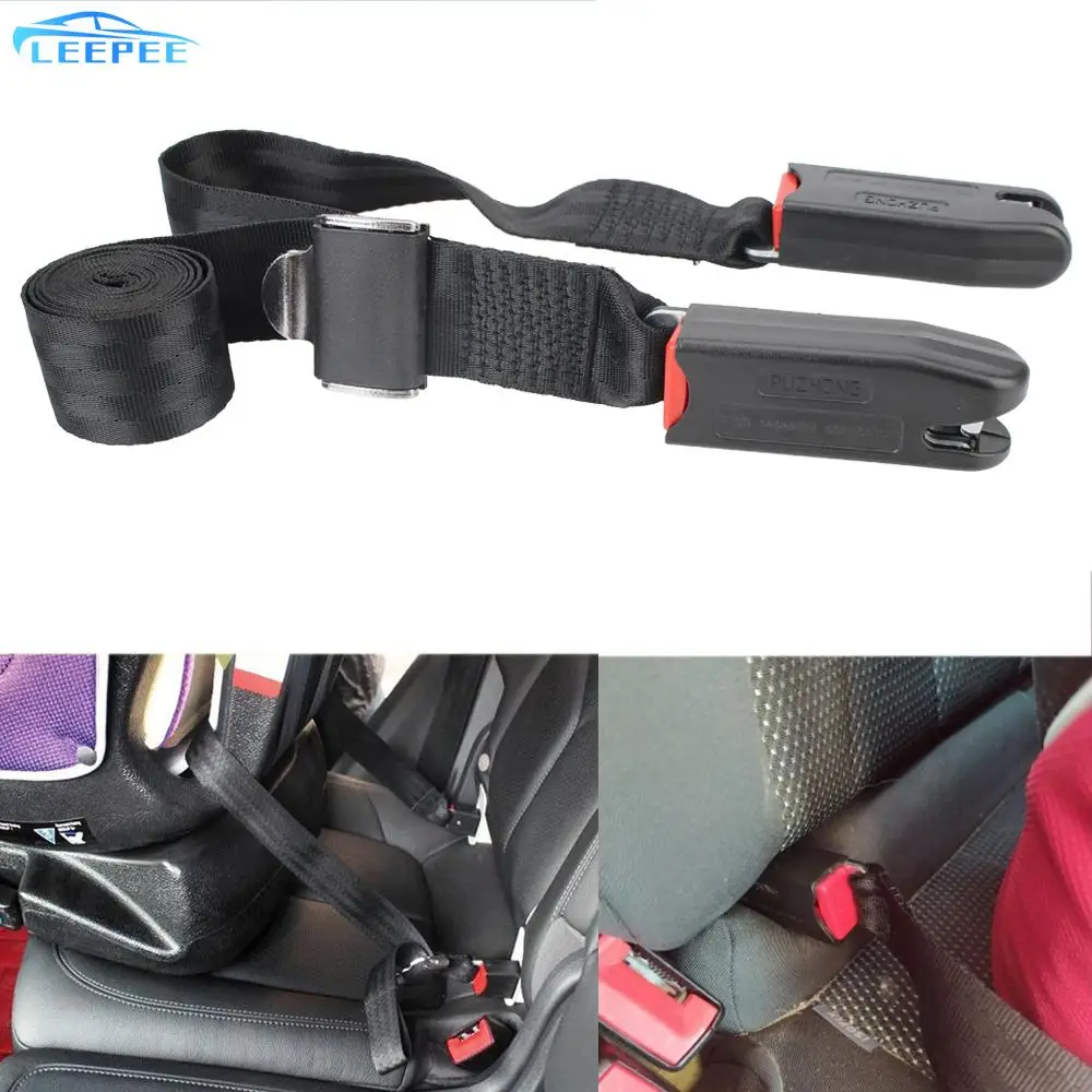 LEEPEE 2-point Universal Strap Isofix/Latch Interface Connection Strap Adjustable Car Child Safety Seat Belt Fixing Band