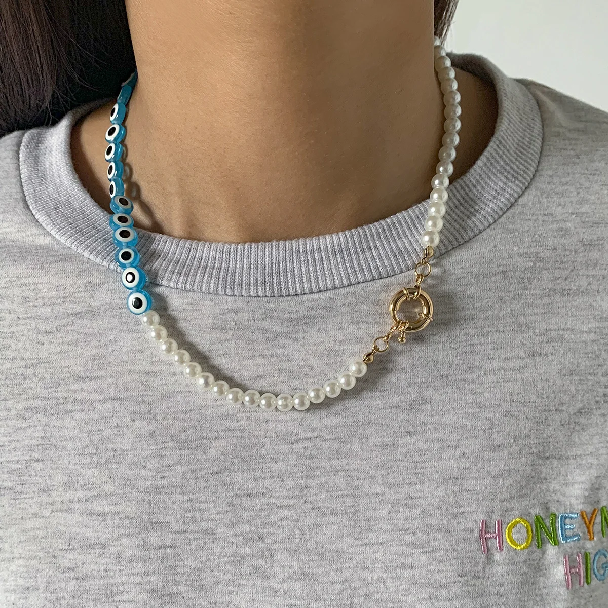 Этнические турецкие украшения ожерелье от сглаза женское с искусственным