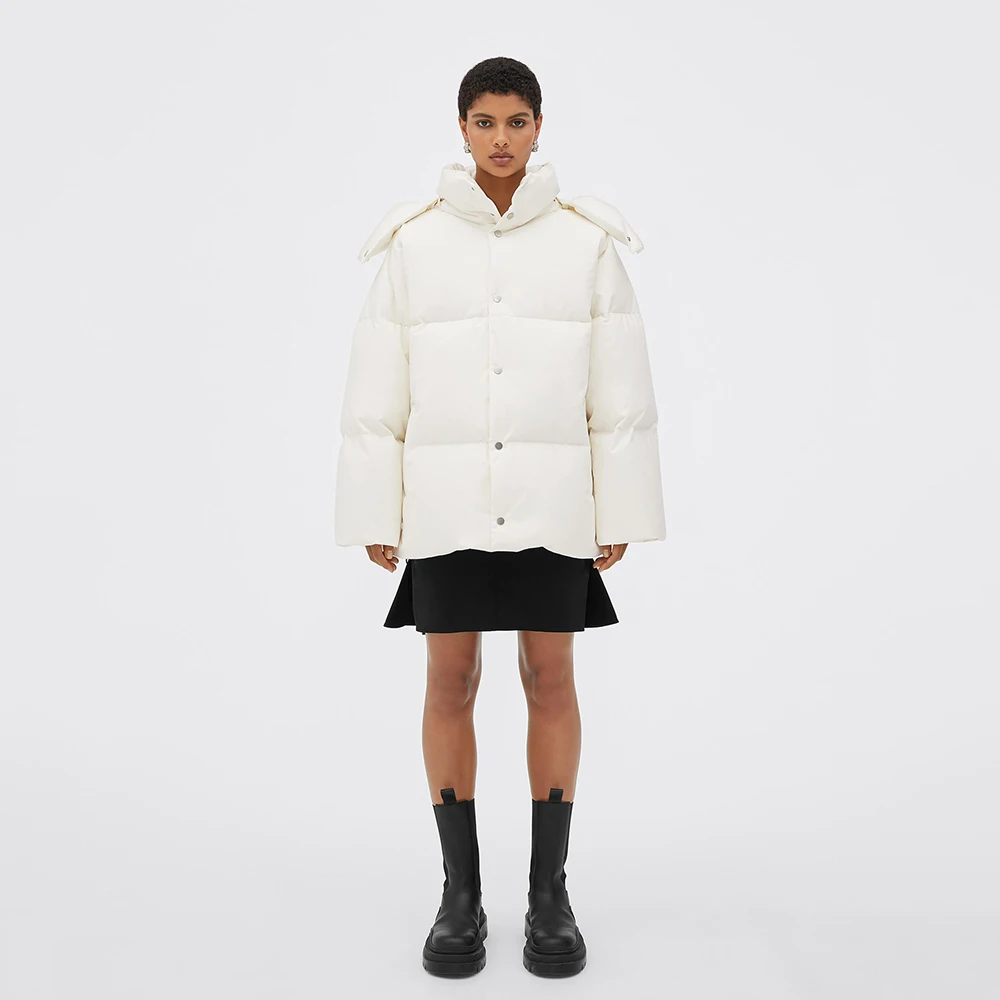 

White Simple Fashionable 450g Down Jacket 2022 Autumn And Winter New Pure Cotton Fabric Y2k Warm Bread Clothes