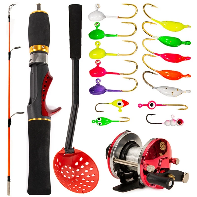 

Outdoor Ice Jig Rap Shad Spoon Catch Ice Fishing Rod Reel Combo Complete Kits With Backpack Seat Box