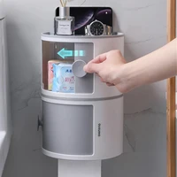 bathroom toilet paper plastic storage rack waterproof wall mounted kitchen shelf large capacity household cosmetic shower boxes