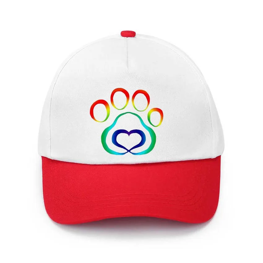 

Cartoon Graphic Fashion Colorful Paw Cat Dog Print Made Hat Baseball Cap Adjustable Children Hat Boys Baby Girls Sun Hat