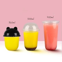 50pcs net red u shape cute plastic cups birthday party favors drinking juice bubble tea coffee cup pudding dessert cup with lid
