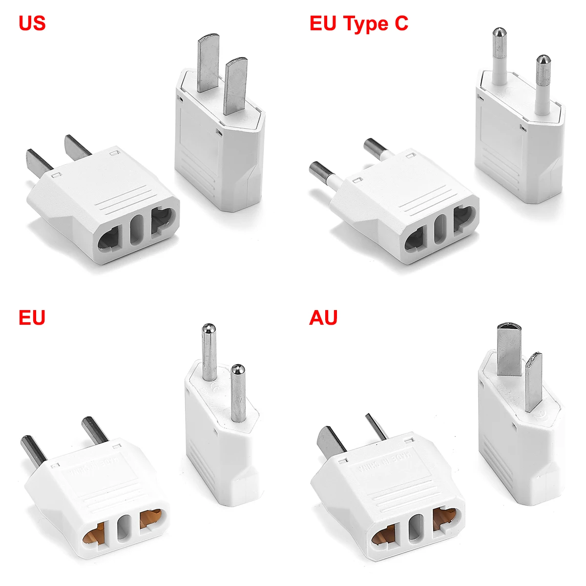 

10pcs AU EU US Plug Adapter European Australia Chinese US to EU Travel Power Adapter Electric Plug Sockets AC Converter