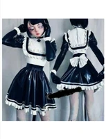 sissy maid pvc dress lockable uniform cosplay costume