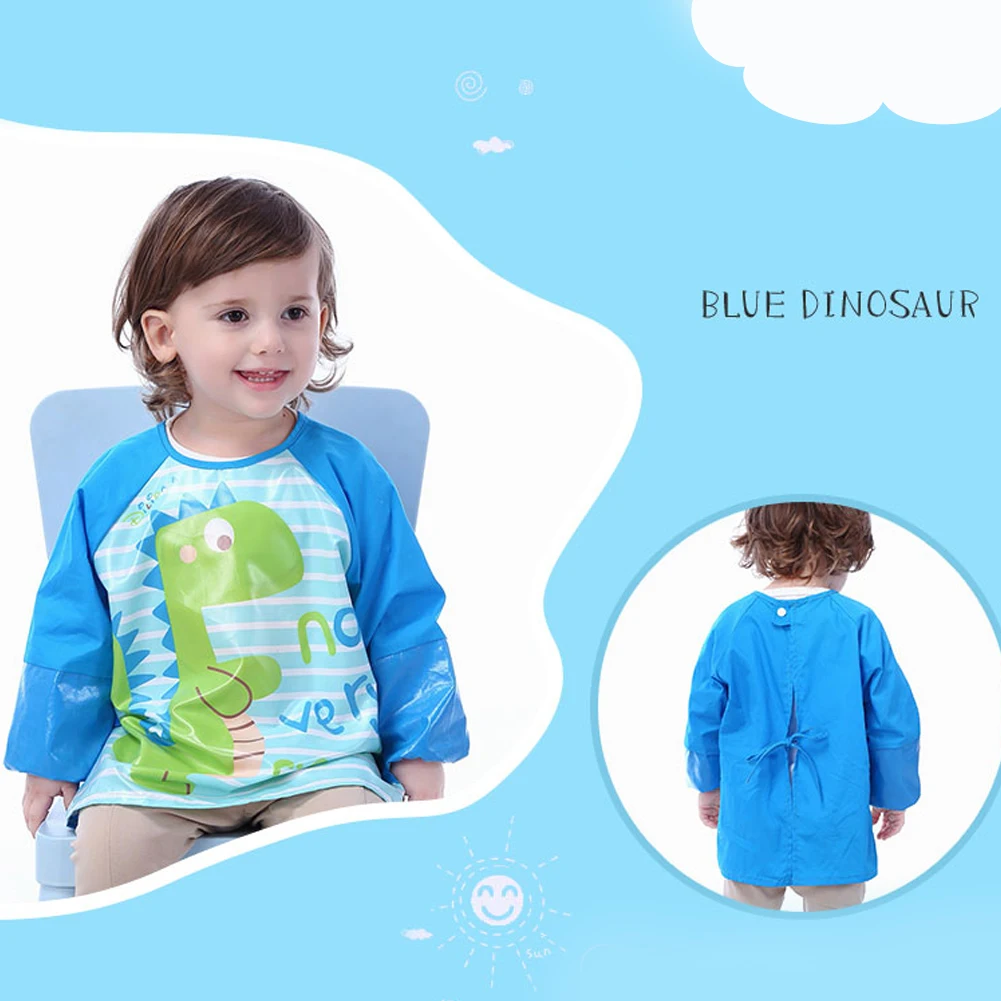 

Фартук с длинным рукавом и рисунком, нагрудник, водонепроницаемая одежда для заусенцев, удобная детская одежда для еды, Детские Портативные...