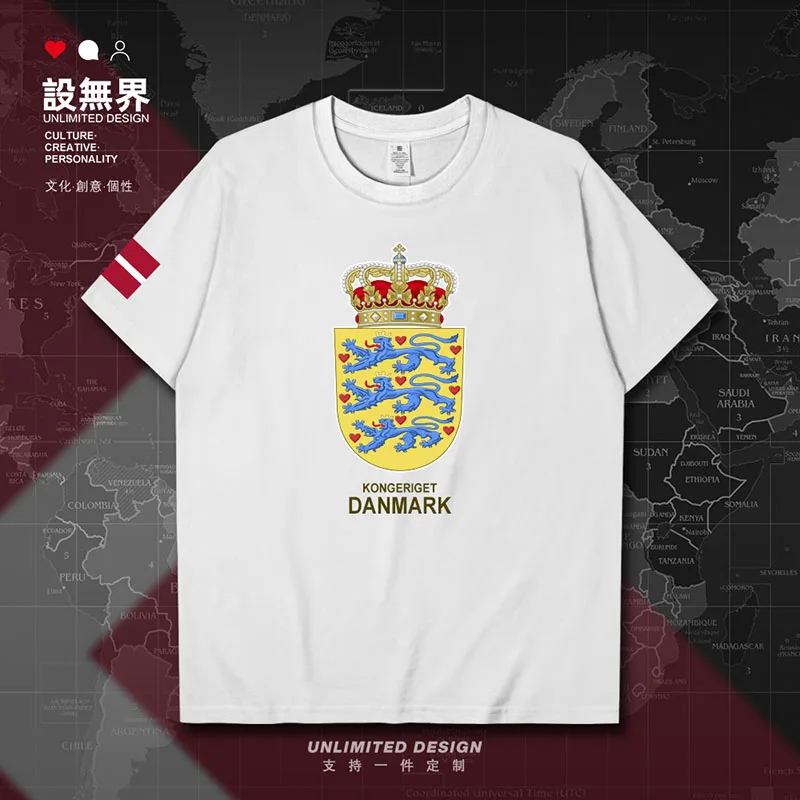 Denmark Danish DNK mens t shirt Short-sleeved white tees men's Short Sleeve printed cotton sporting t-shirt new summer clothes