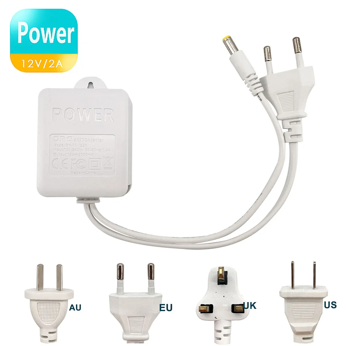 

AC 100-240V Input DC 12V 2A Output Power Supply EU/AU/UK/US Plug Power Adapter Charger For CCTV Security PTZ Camera
