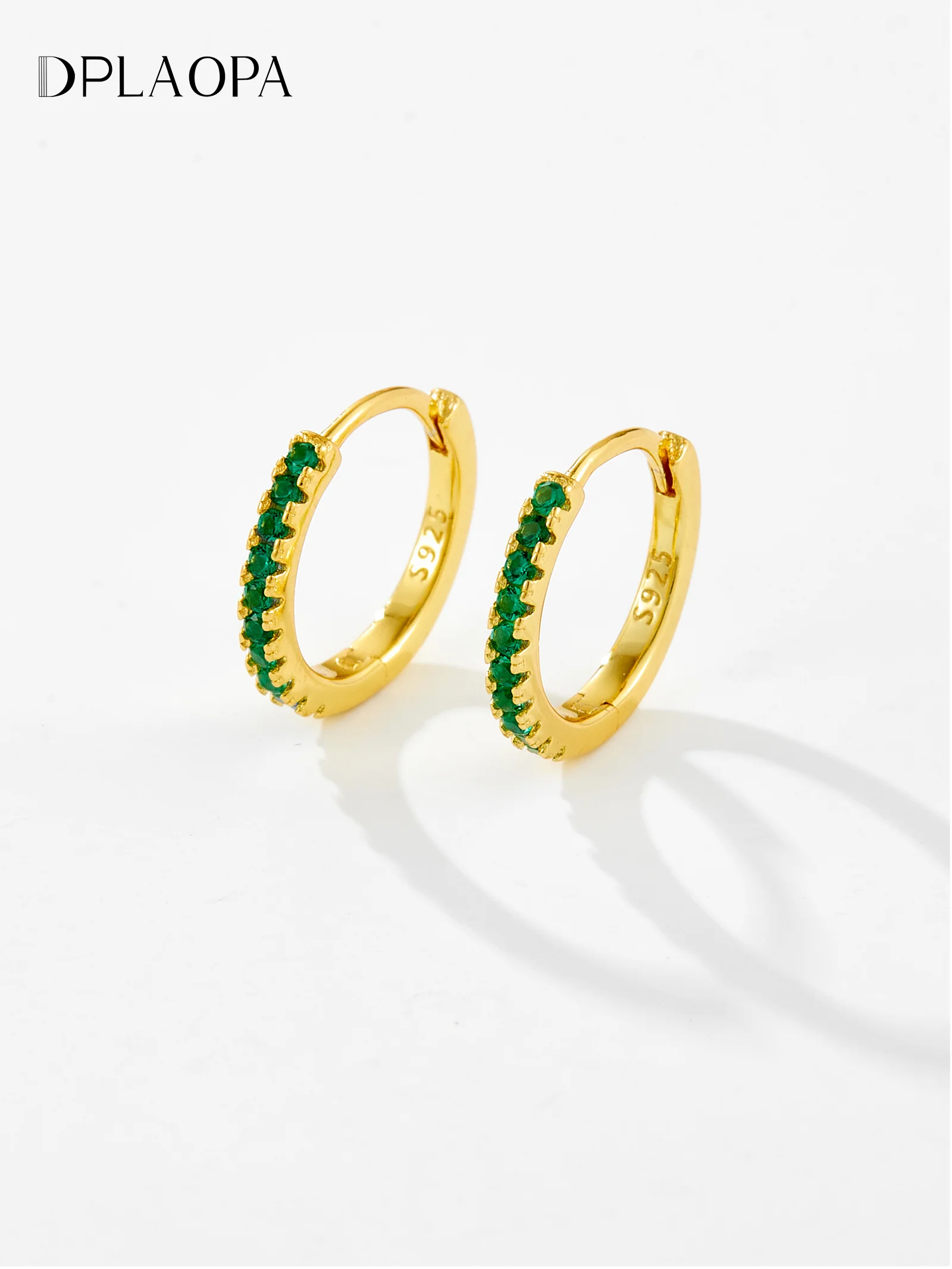 Женские серьги-кольца из серебра 925 пробы с разноцветным Цирконом