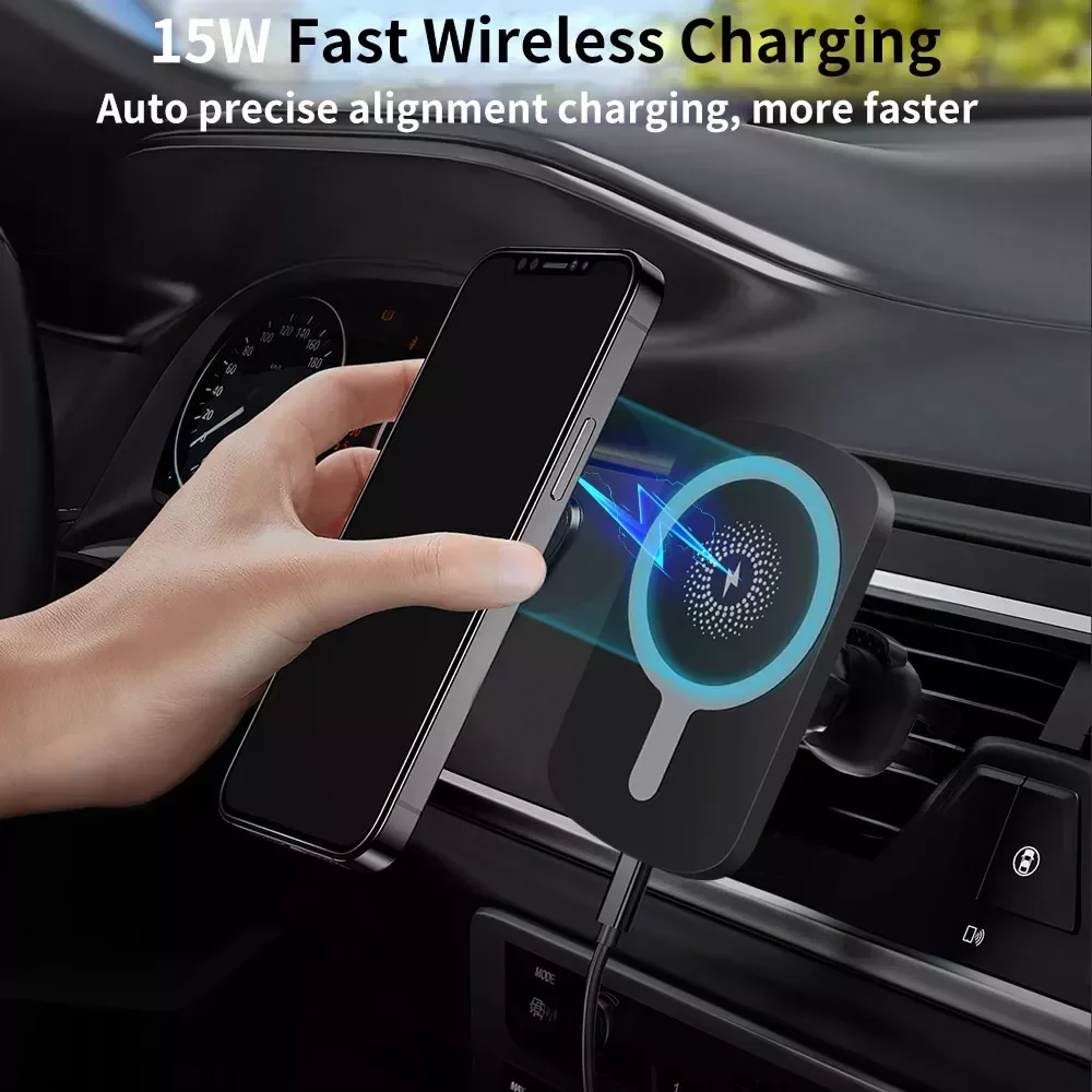 

Wireless Car Charger Mount StandAutomatic Magnet Air Vent Qi Fast Charging Phone Holder 12 Pro Max Mini