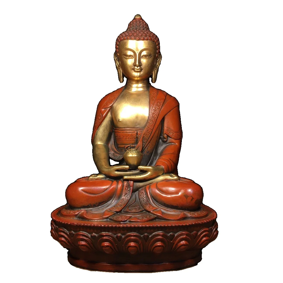 

LAOJUNLU Pure Bronze Gilt Real Gold Shakyamuni Buddha Statue 31Cm High Style B51 Chinese Traditional Style Antiques Fine Art