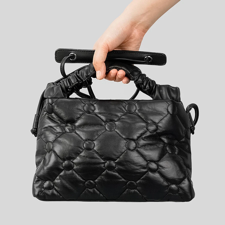 

Fashion Quilted Padded Crossbody Bags Designer Ruched Handle Women Handbags Luxury Pu Leather Shoulder Bag Small Tote Puffy Bags