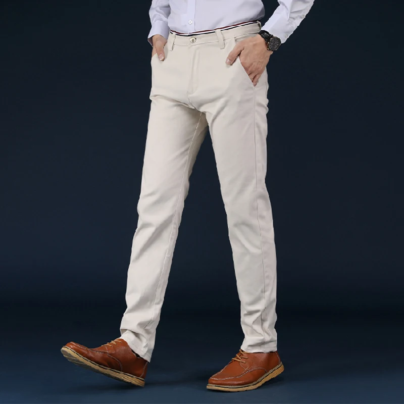 Повседневные хлопковые мужские брюки однотонные облегающие новые