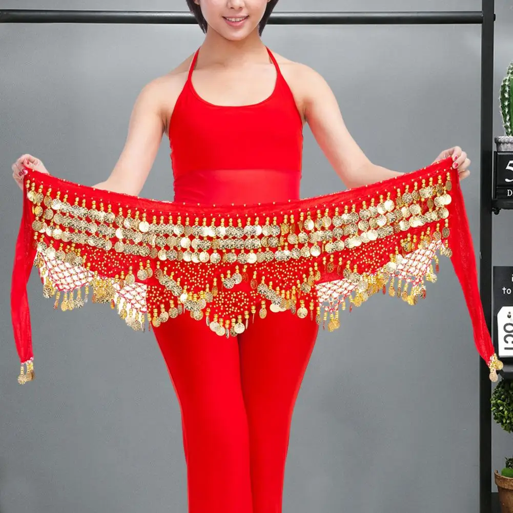 Женский бархатный пояс для танца живота легкий с монетами и шнуровкой