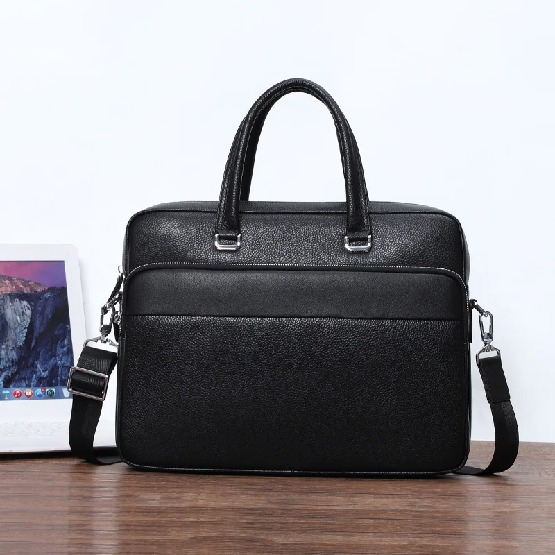 Genuine Leather Men's Bag Handbag 15inch Laptop Bag Large Capacity Men Briefcase Real Cowhide Shoulder Bag Man Business Trip Bag