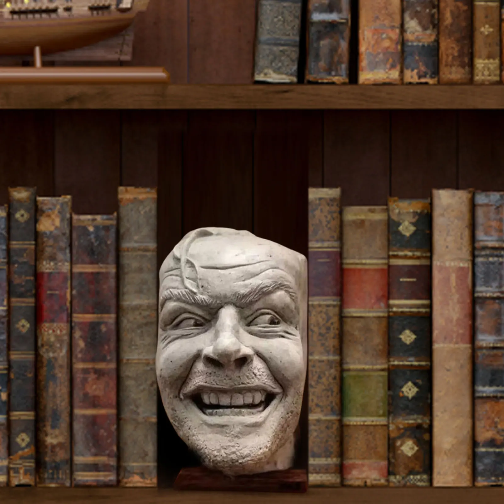 

Here's Johnny Bookend Sculpture Of The Shining Resin Desktop Ornament Bookend Library Book Shelf Home Decoration