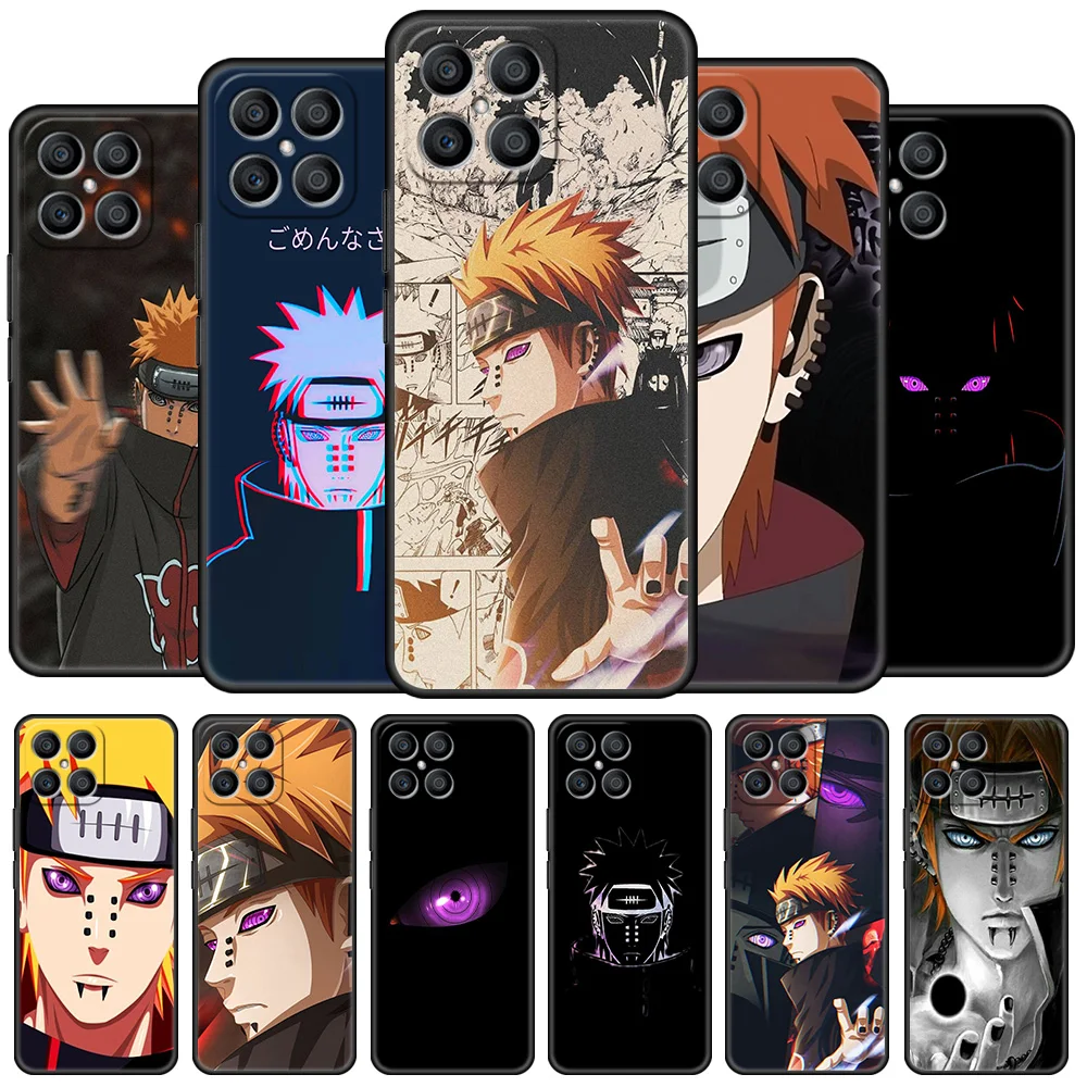 

Anime Naruto Pain Case For Huawei Honor X8 X9 P50 X7 50 20 8X Play 9A P40 P30 Lite P Smart 2021 Black Phone Coque