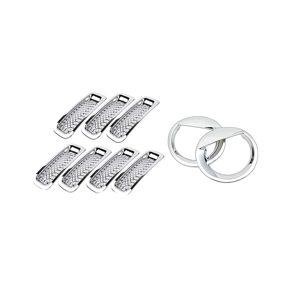 

9Pcs Front Grille Mesh Trim+Head Light Cover Trim Bezels for Patriot 2011-2017