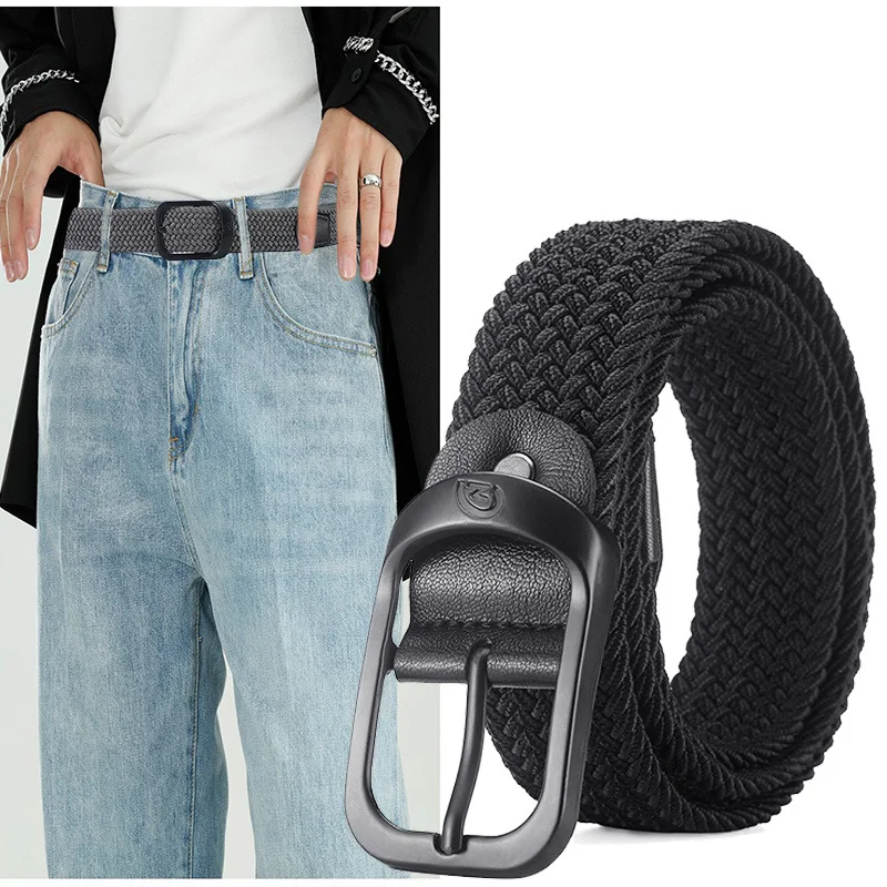 

Nylon Braided Tactical Men's Belt Fashion Casual Business Simple Wild Elastic Luxury Design Brand Children's Belt Length 105cm