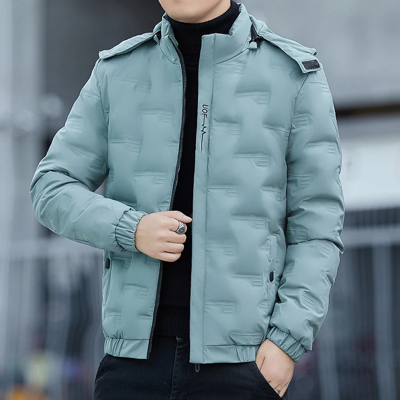 New Fashion In Autumn Winter 2022 Men'S Detachable Hooded Down Jacket Versatile Simple Warm Cold Proof 80 White Duck Coat enlarge