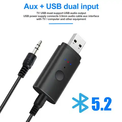 Приемник Bluetooth 2 в 1, 5,0 мм, AUX, USB, аудио, беспроводной адаптер для автомобиля, ПК, наушников, микрофона, 3,5, Bluetooth 3,5, 5,2, приемник