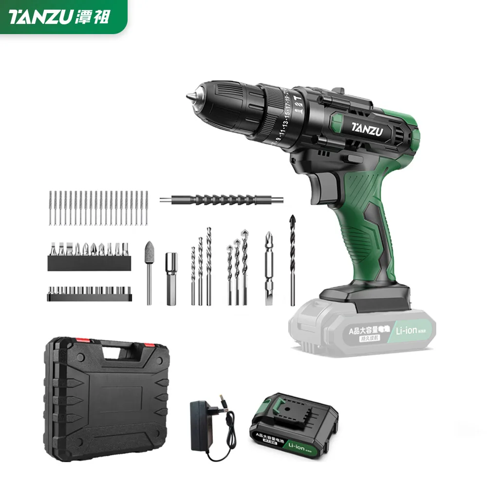 Brushless Electric Drill Impact Cordless Driller 12V/21V Screwdriver Li-ion Battery Adjustable Speed Electric Power Tool TANZU 6