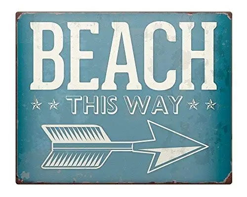 

Beach This Way Shabby Chic Effect Metal Street Sign 8x12 Novelty Sign Signs for Homes 2121016