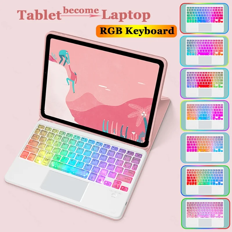 

RGB Backlit Keyboard Case for Huawei Matepad 11 2023 T10S T10 Matepad 10.4 2022 10.4 10.1 Pro 10.8 11 M6 10.8 Touchpad Wireless