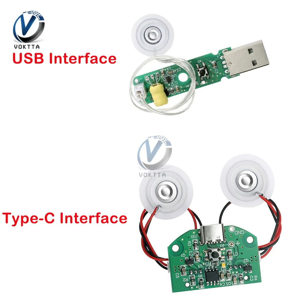 

DC5V Dual Nozzle USB Type-C Interface Air Humidifier Atomizer Module Driver Circuit Board Accessories Atomizer Driver DIY Kit