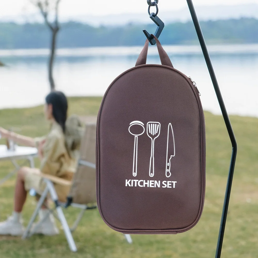 Фото Сумка для кухонной утвари для дикого лагеря на открытом воздухе, плита с набивкой Stubborn Hand-Wew, кухонная утварь, инструмент для кемпинга Baino, дорожная сумка для посуды №5