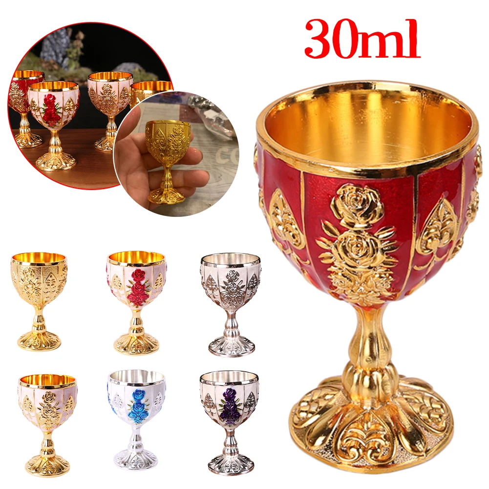 

30ML Metal Wine Glasses Retro Dinnerware Goblet Vintage European Style Mug Spirit Vodka Champagne Glasses For Bar Home Decor