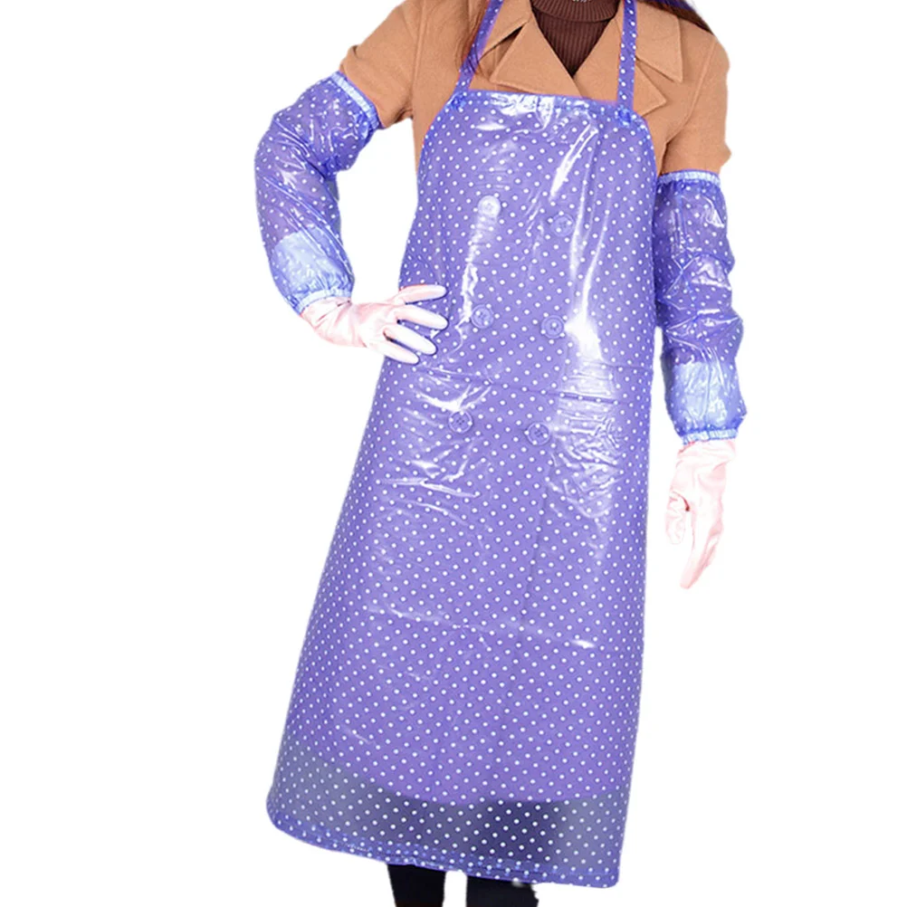 

Apron Kitchen Cooking Apron Apron Garden Work Aprons for DishWashing with Oversleeve ( Blue )