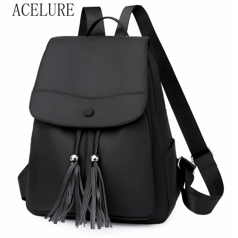 

Рюкзак ACELURE из нейлона Оксфорд Женский, однотонный модный ранец с кисточками, водонепроницаемая школьная сумка для студентов