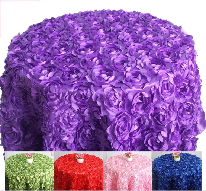 

13 Colours Wedding Table Cloth Embroider Table Cover Rosette Rose Flower Design For Wedding Party Hotel Decor Round Table Linen