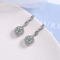 wholesale luxury 925 stamp silver color zircon earrings water earring fashion women wedding jewelry engagement gift