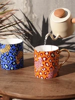 luxury leopard print bone china mug couple water retro coffee cup afternoon tea party drinking home drinkware gift