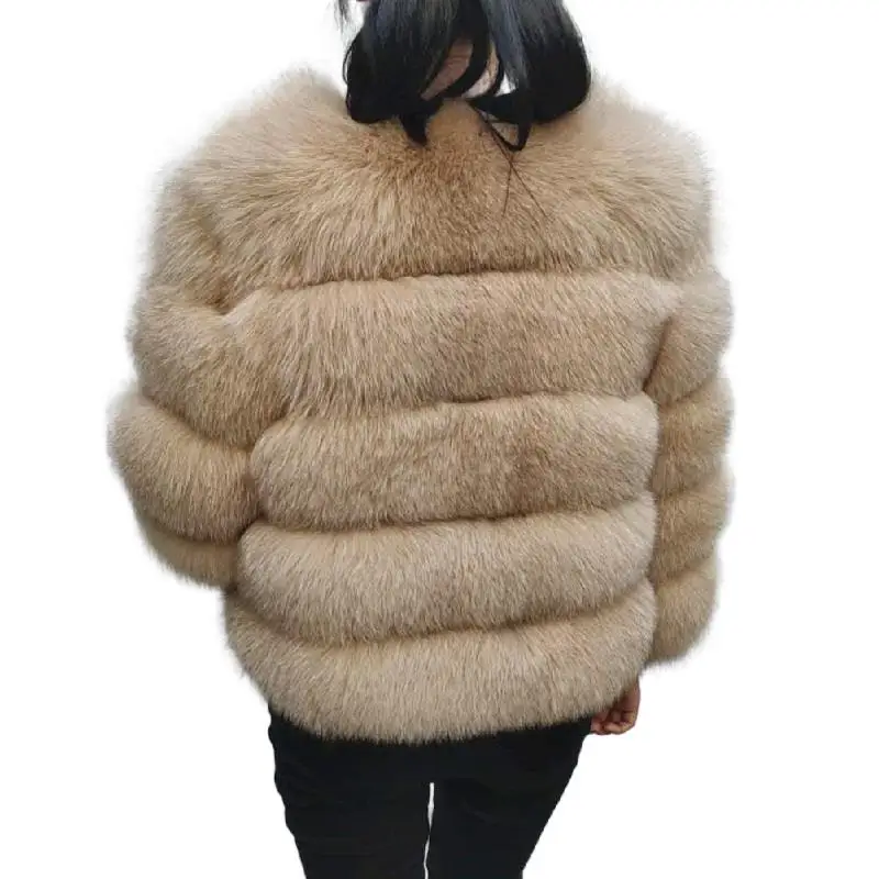 100% Natural Real Fur Coat Winter Women's Fashion Solid Fur Jacket Warm Luxurious Fox Fur Outerwear Ladies High Quality Fur Vest