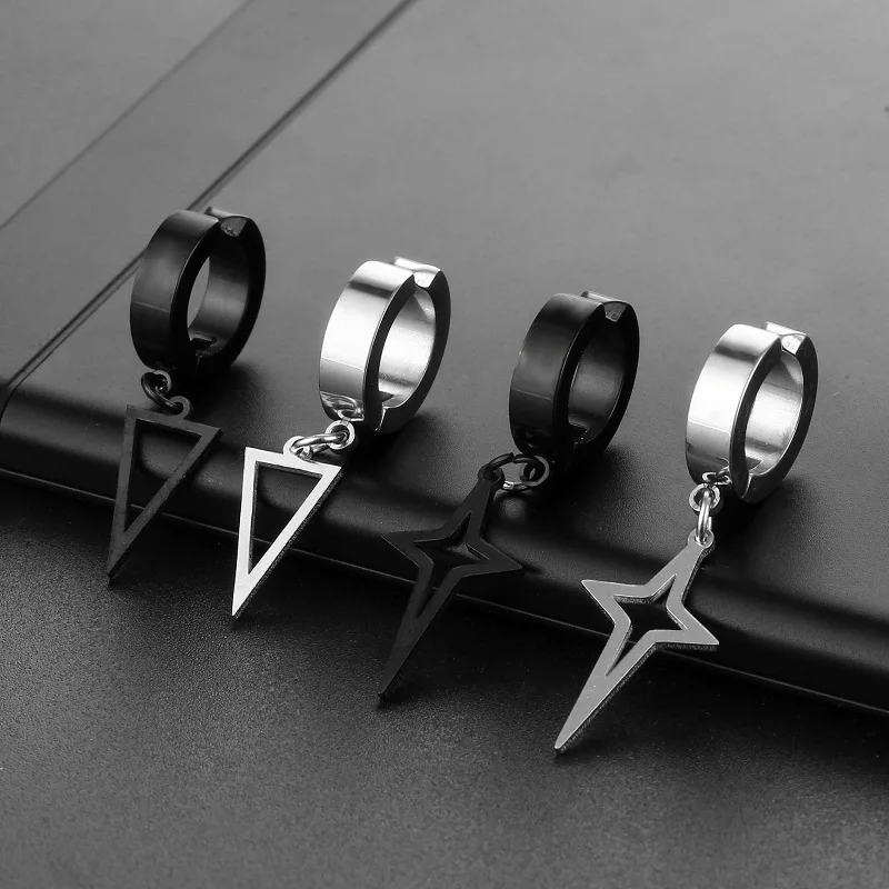 

New Popular 1 Piece Stainless Steel Painless Ear Clip Earrings For Men/Women Punk Black Non Piercing Fake Earrings Jewelry Gifts