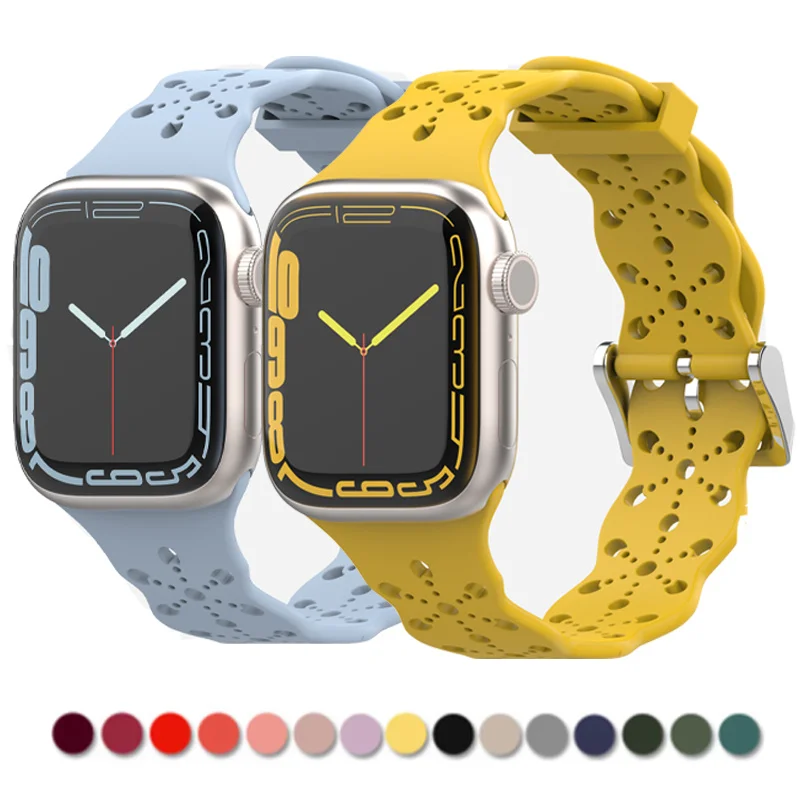 

Silicone Strap For Apple Watch Band 44mm 40mm 45mm 41mm 42mm 38mm 44mm Accessories Gourmette Bracelet IWatch Serie 5 4 3 6 SE 7