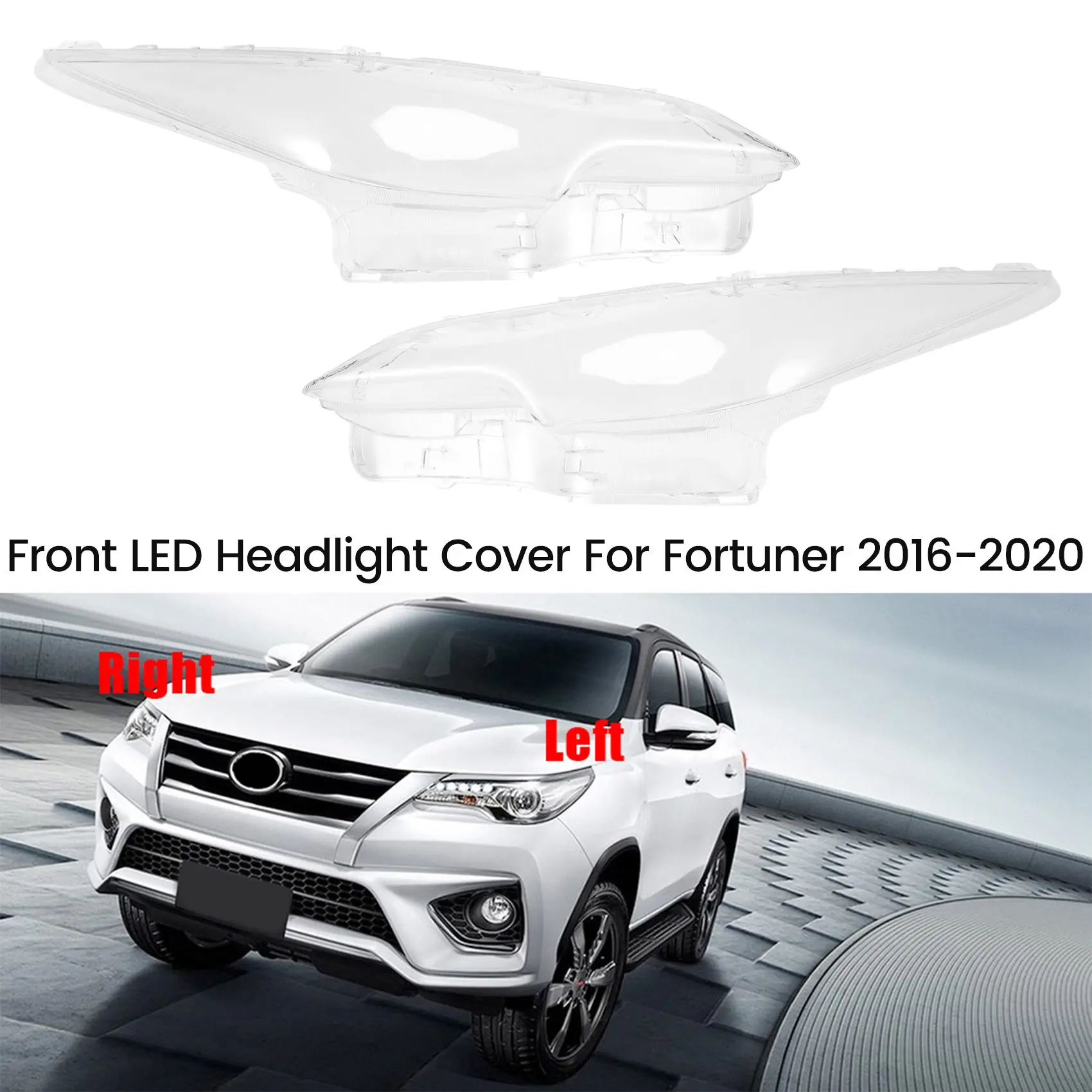 

Right Front LED Headlight Cover Lampshade Lamp Lens Glass Case Head Light Lamp Shell For-Toyota Fortuner 2016-2020